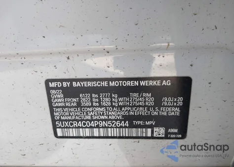 2023 BMW X5 Sdrive40I from USA, damaged, VIN 5UXCR4C04P9N52644